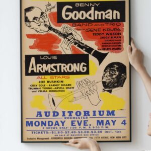 Benny Goodman and Louis Armstrong Rochester Auditorium Concert Poster Print 1953