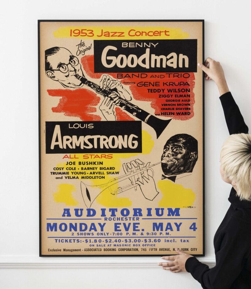 Benny Goodman and Louis Armstrong Rochester Auditorium Concert Poster Print 1953 - Image 2