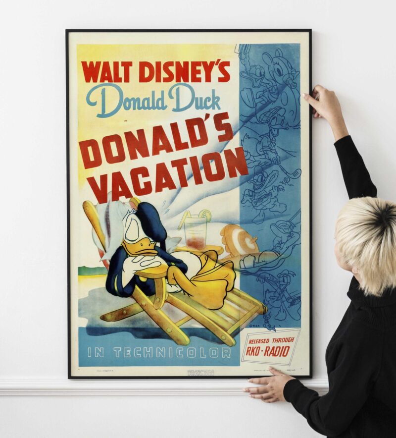 Donald Duck, Donald’s Vacation RKO, 1940 Cartoon Movie Poster Print PRINTABLE DOWNLOAD - Image 2