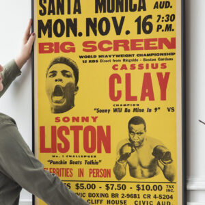1964 Cassius Clay Muhammad Ali vs. Sonny Liston Fight Poster PRINTABLE DOWNLOAD