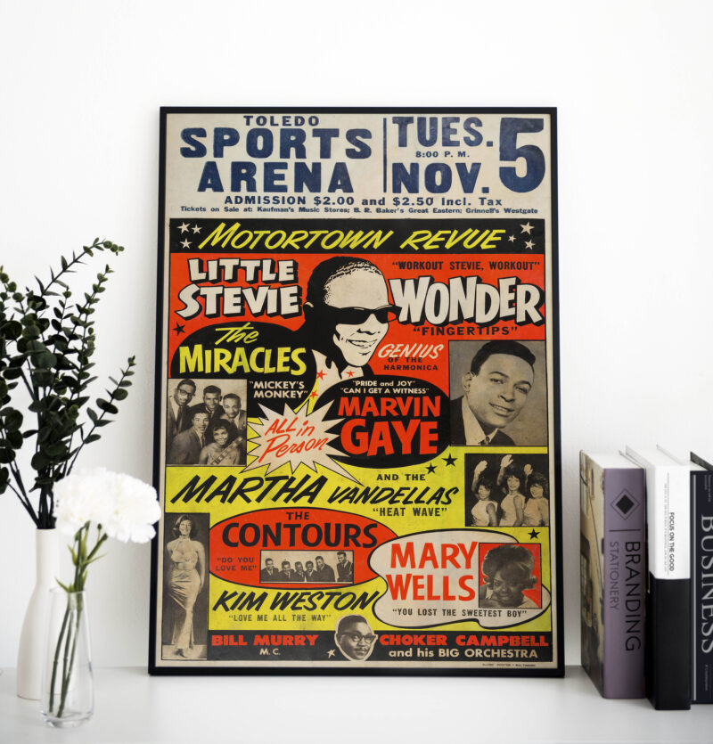 Stevie Wonder Marvin Gaye Sports Arena 1963 Concert Poster Print