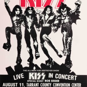 Kiss, Bob Seger 1976 Fort Worth, TX Concert Poster