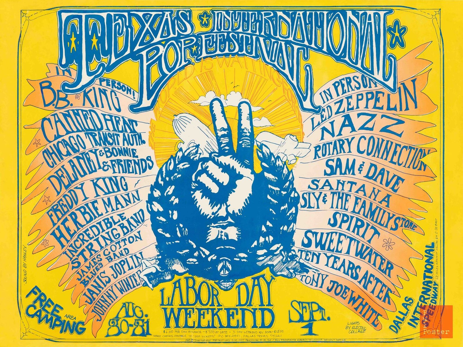 Texas International Pop Festival 1969 Poster – Vintage Psychedelic Rock Concert Print - Image 2