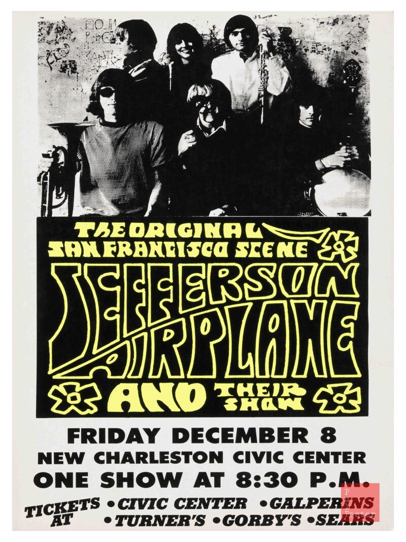 Jefferson Airplane 1967 Charleston, WV Day-Glo Concert Poster