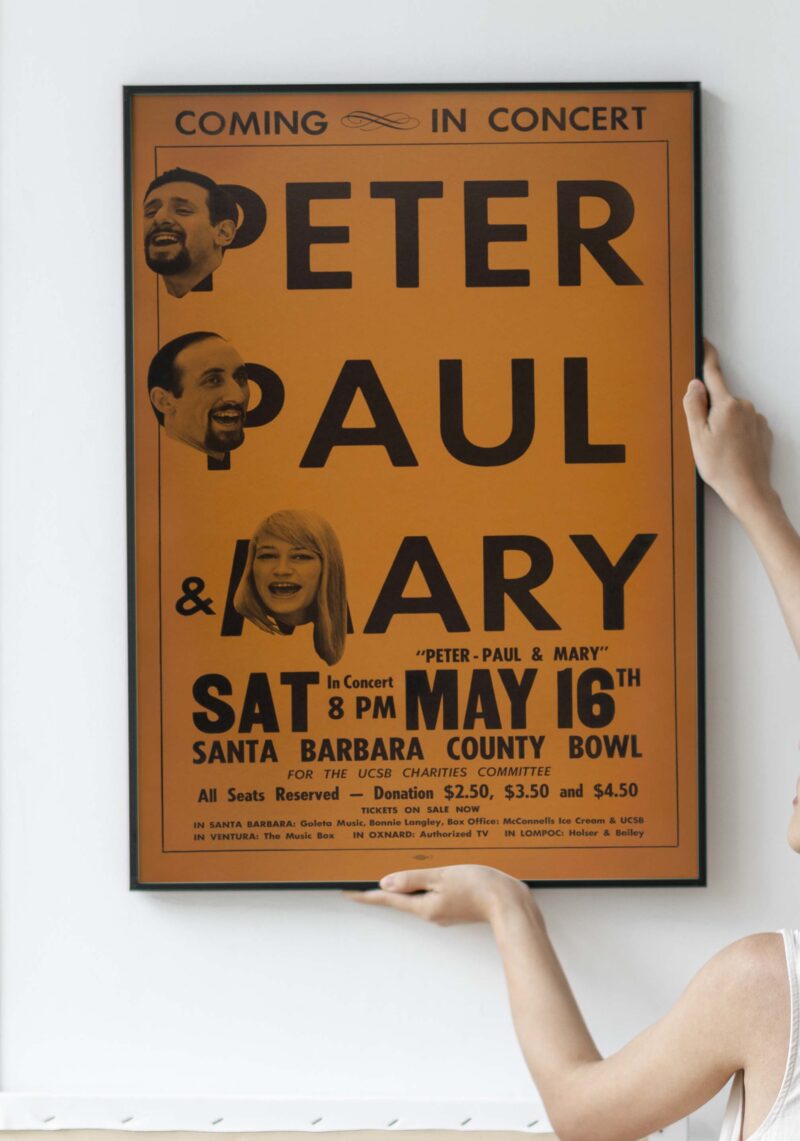 Peter, Paul & Mary 1970 Santa Barbara, Concert Poster