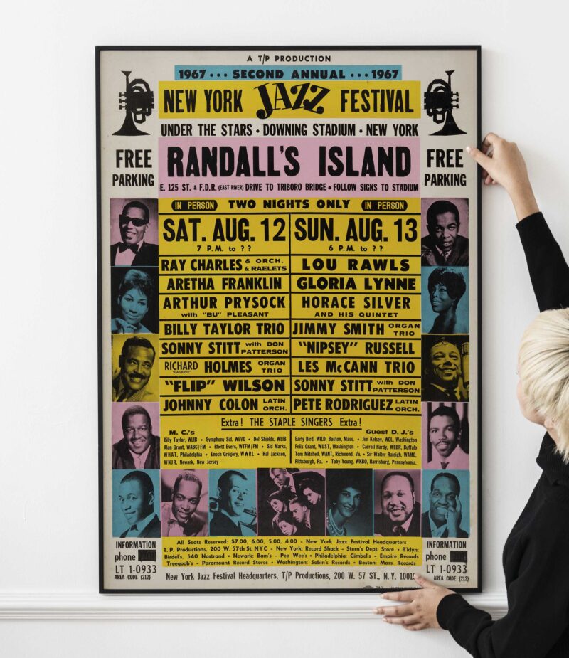Ray Charles /Aretha Franklin New York Jazz Festival Concert Poster (T/P Productions, 1967