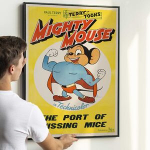 Vintage Mighty Mouse Cartoon, The Port of Missing Mice Movie Poster Print, 1945