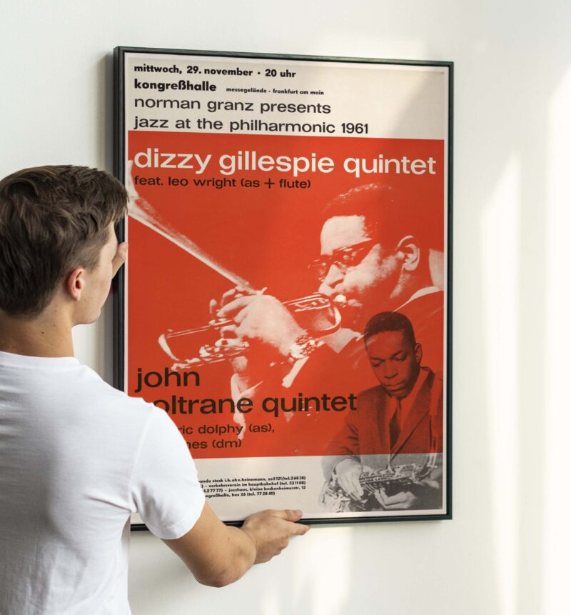 John Coltrane, Dizzy Gillespie 1961 Large Frankfurt, Germany Concert Poster