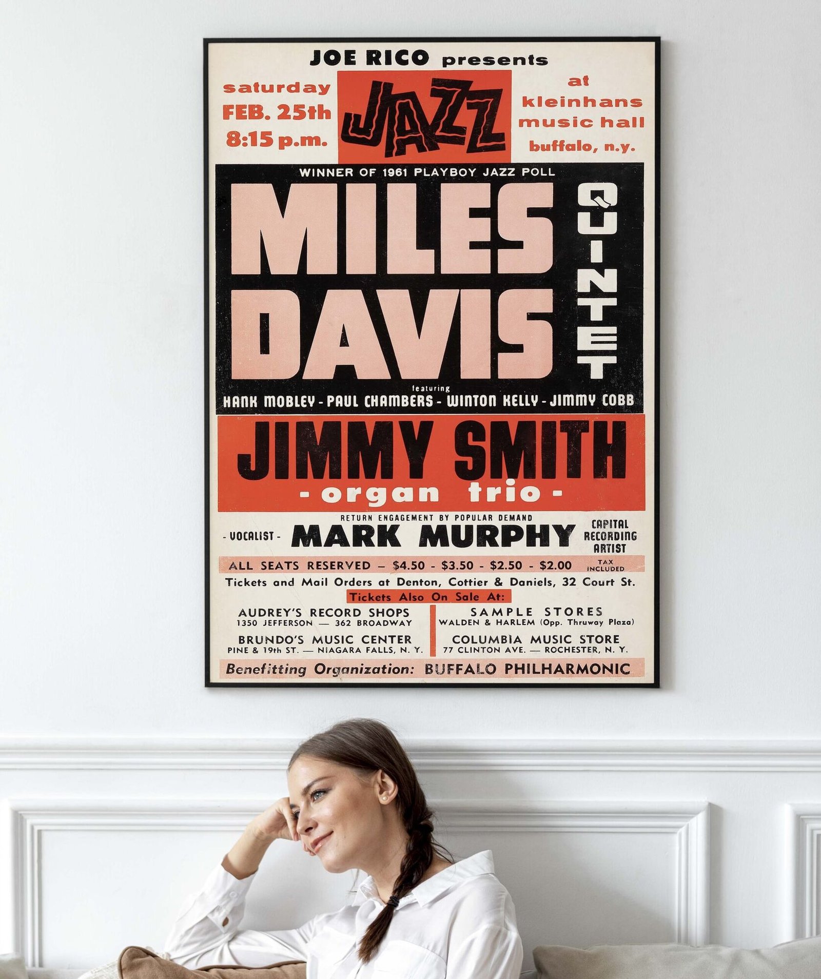 Miles Davis Quintet 1961 Buffalo, New York Concert Poster.