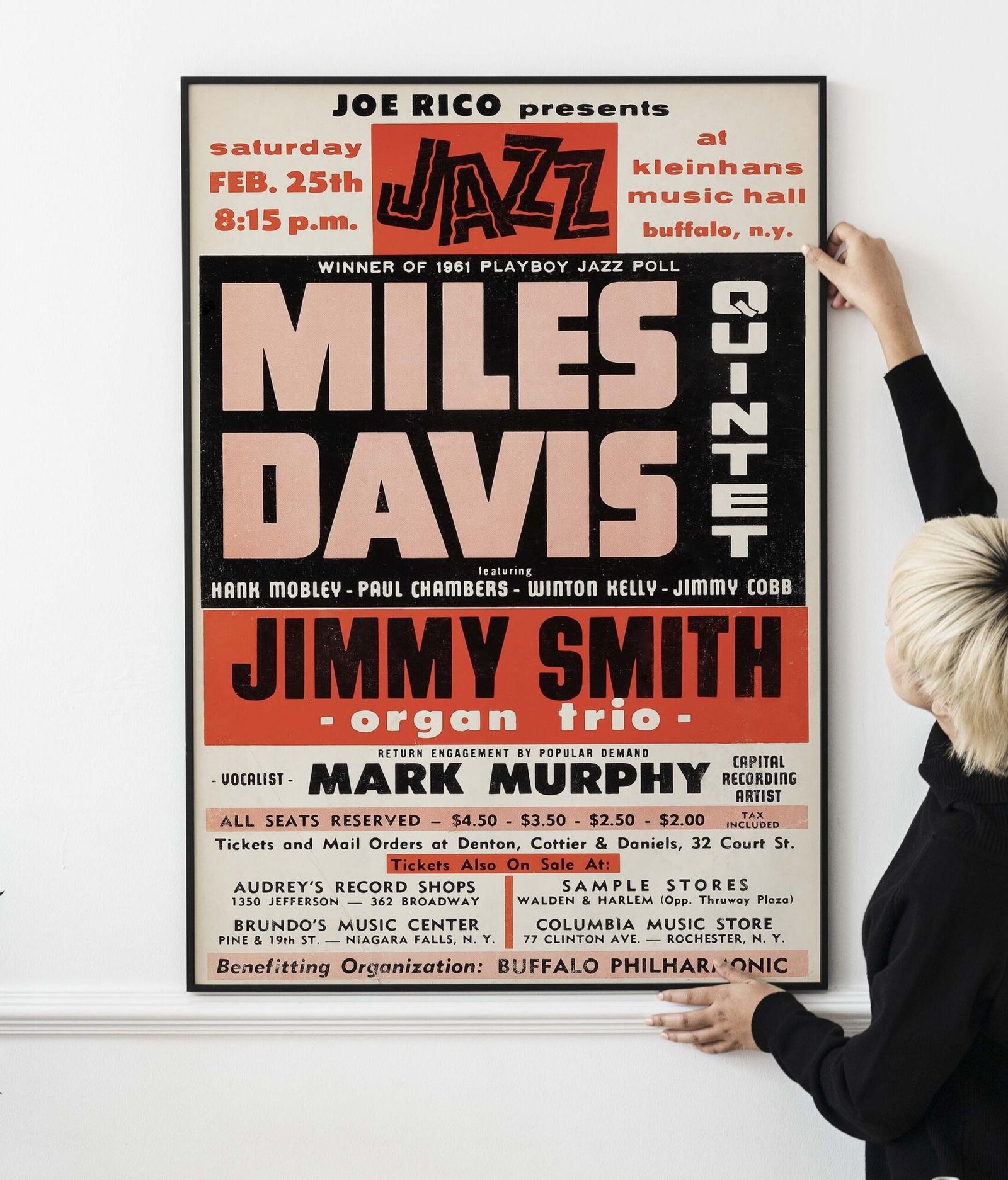 Miles Davis Quintet 1961 Buffalo, New York Concert Poster.