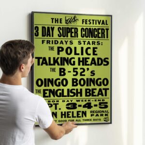 The Police, Talking Heads, Oingo Boingo and More 1982 US Festival Concert Poster.