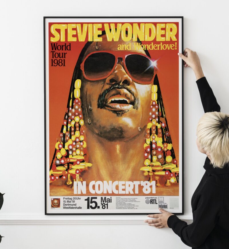 Stevie Wonder 1981 Dortmund, Germany Concert Poster.