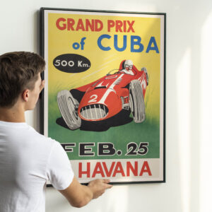 1958 Grand Prix Of Cuba Poster Featuring Juan Manuel Fangio
