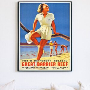 Vintage 1950s Australia Great Barrier Reef Travel Poster