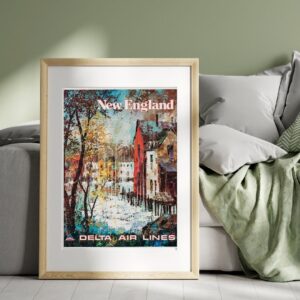 Vintage delta airlines New England travel poster