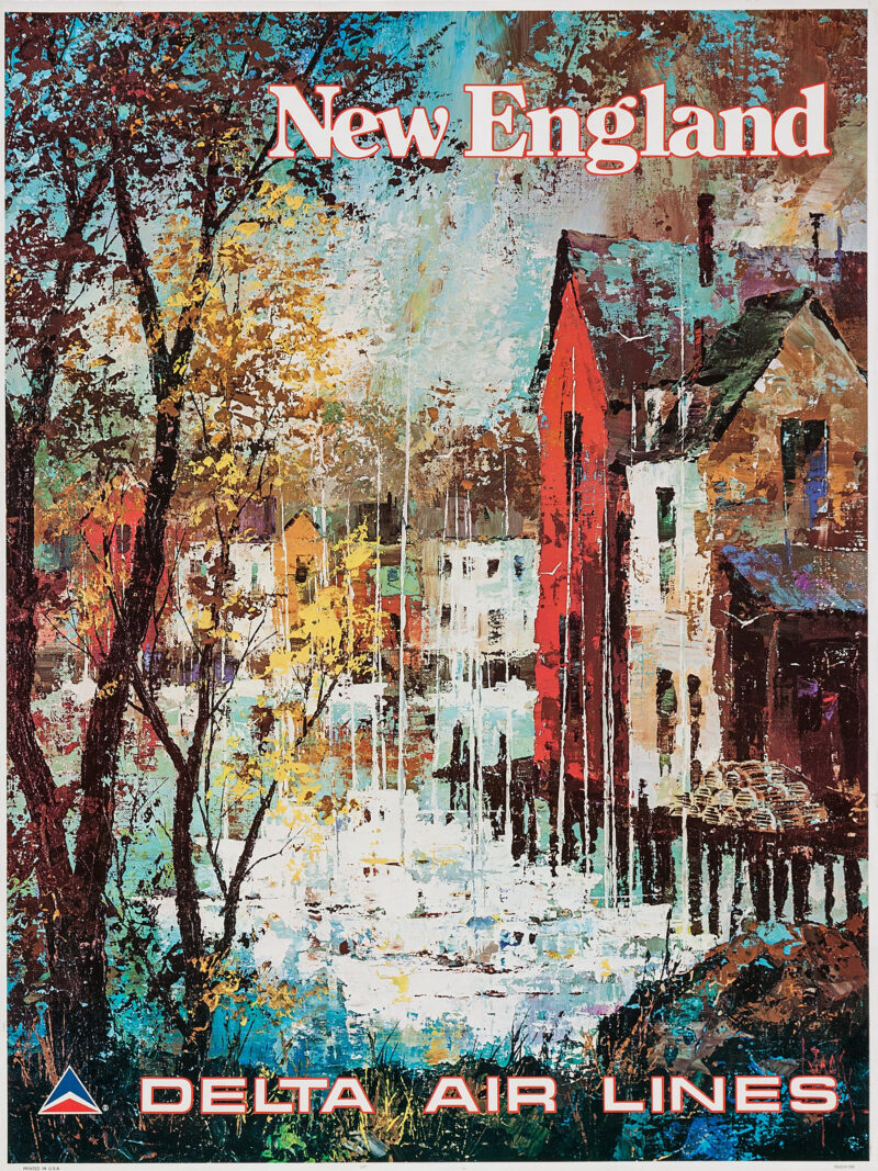 Vintage delta airlines New England travel poster