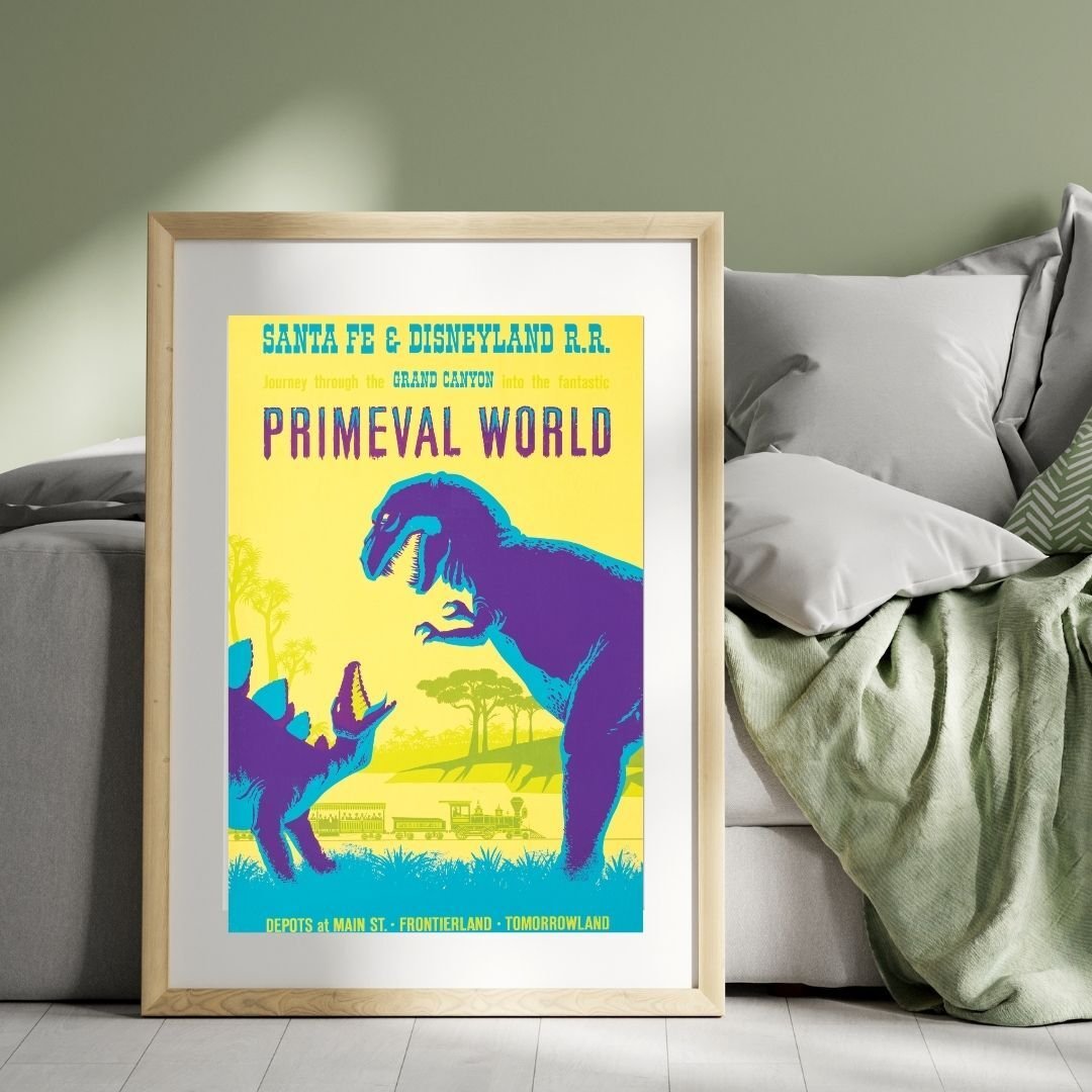 Vintage Disneyland Primeval World Poster – Retro Dinosaur Adventure Print for Classic Theme Park Decor - Image 3
