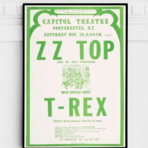 ZZ Top/T. Rex 1974 Portchester, NY Concert Poster