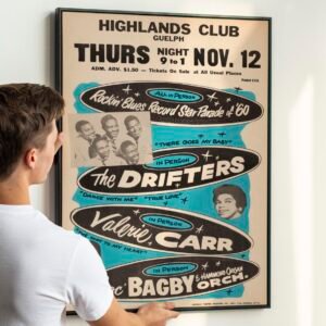 The Drifters 1959 Boxing-Style Concert Poster w/Ben E. King Singing Lead.