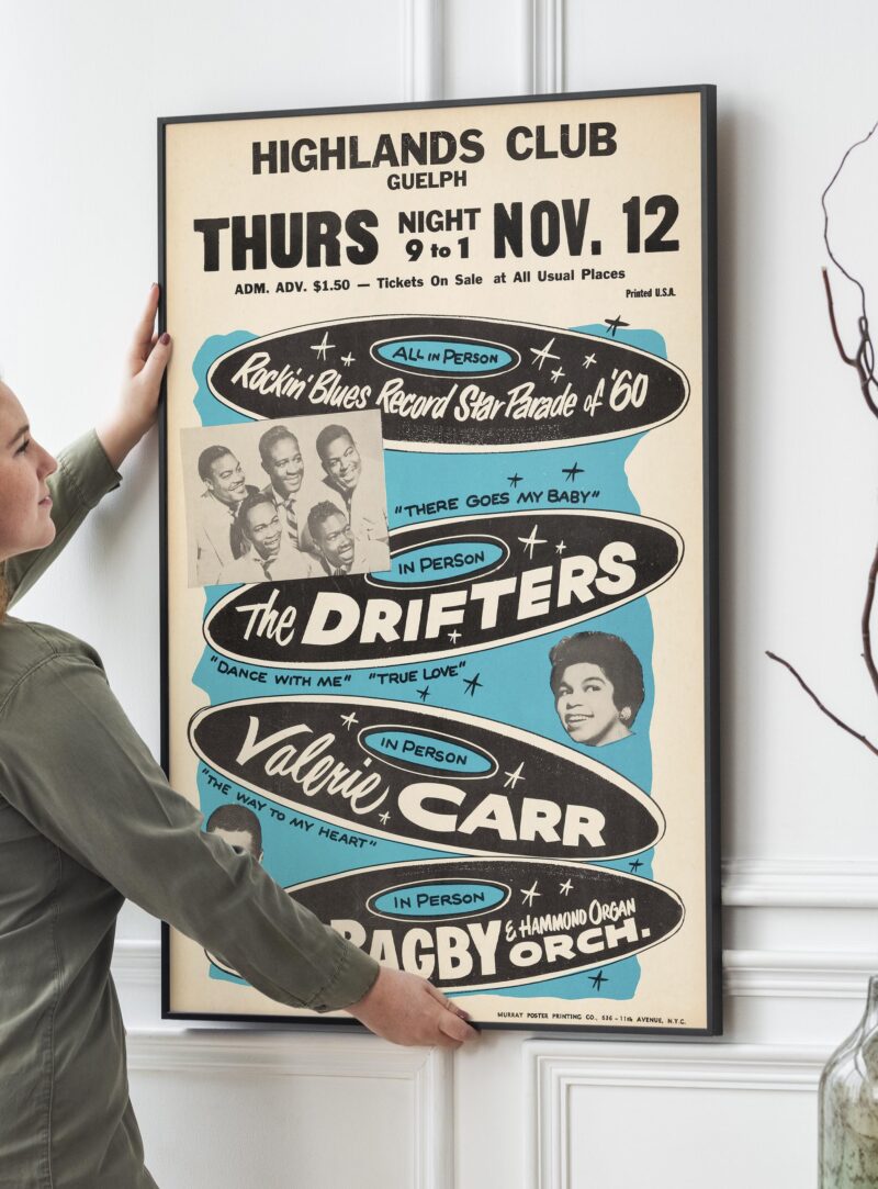 The Drifters 1959 Boxing-Style Concert Poster w/Ben E. King Singing Lead.