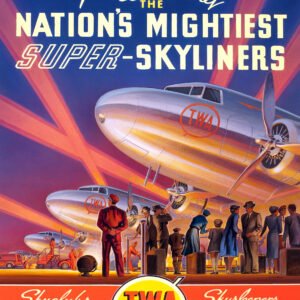 vintage TWA airplane advert poster