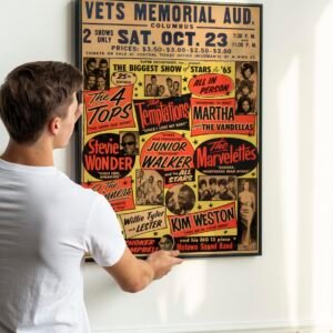 The Temptations, The 4 Tops, and Stevie Wonder 1965 Motown Concert Poster