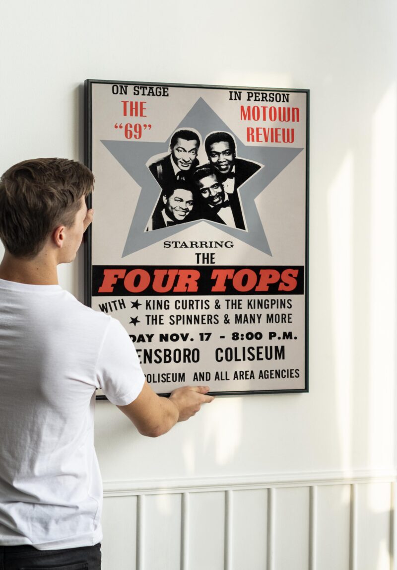 The Four Tops, King Curtis, Spinners 1969 Greensboro, NC Concert Poster