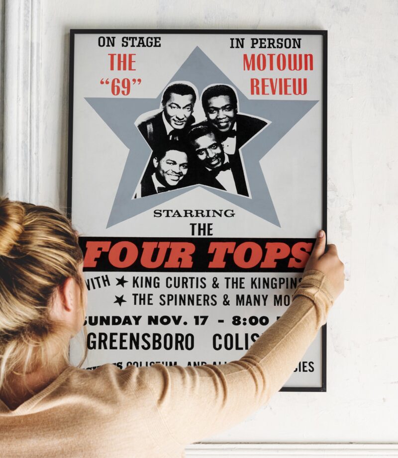 The Four Tops, King Curtis, Spinners 1969 Greensboro, NC Concert Poster