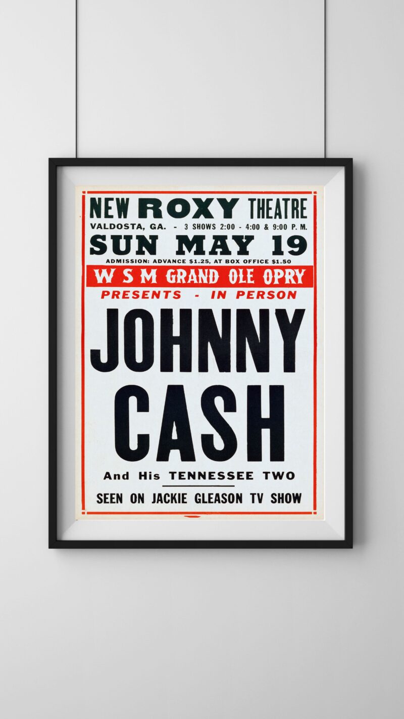 Johnny Cash 1957 Roxy Theatre Vintage Concert Poster