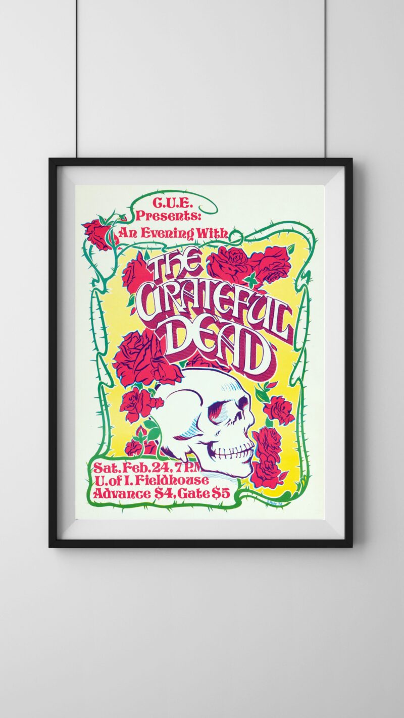 1970s Grateful Dead Bob Dylan Concert Poster