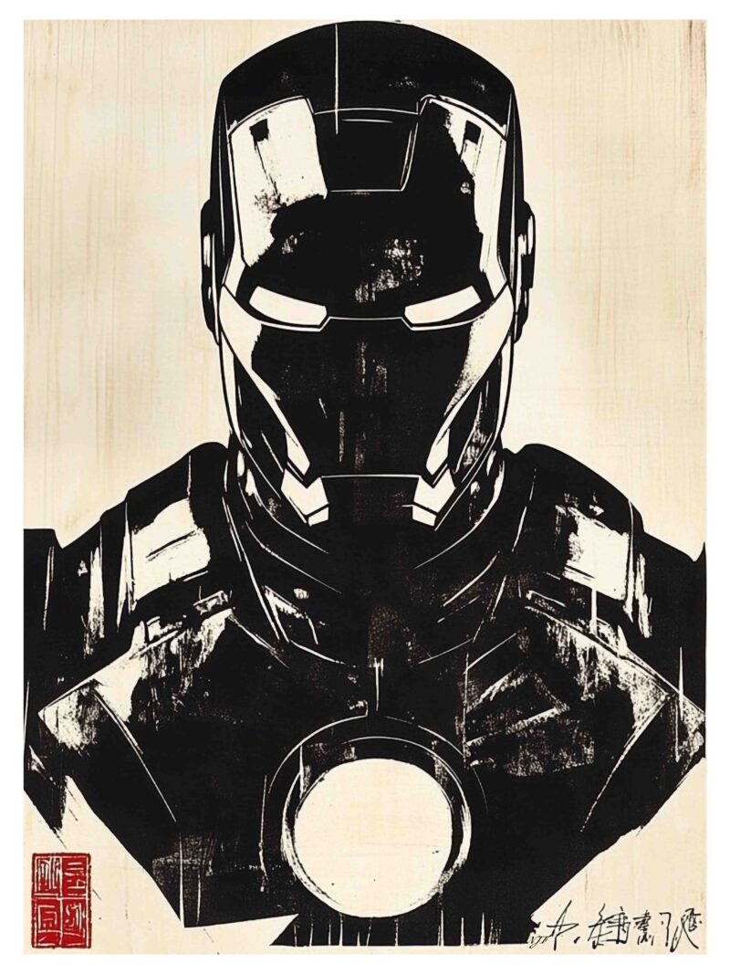 Iron Man Original Japanese Linocut Poster - Image 2