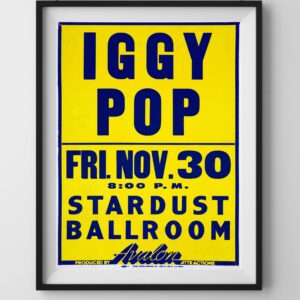 1980s Iggy Pop Garage Rock Stardust Ballroom Concert Tour Poster