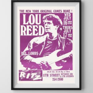 1980s Lou Reed Ritz New York Rock Concert Poster