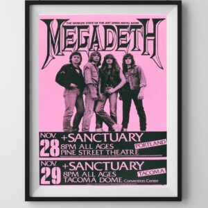 1980s Megadeth Thrash Metal Concert Tour Poster