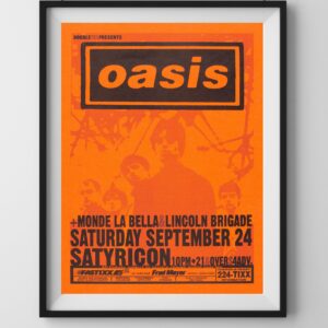 1990s Oasis Britpop Rock Oregon Tour Concert Poster