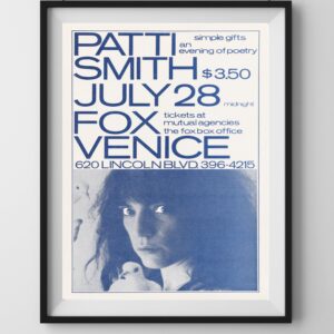 1970s Patti Smith Venice California Rock Tour Concert Poster