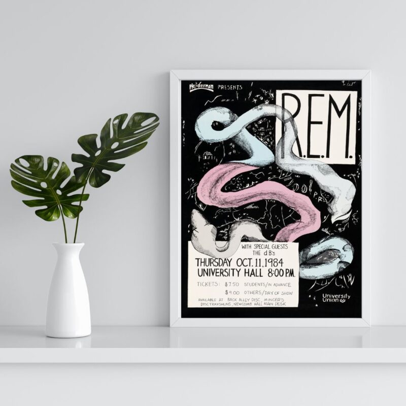 1980s R.E.M. Poster – Retro Charlottesville Alt-Rock Concert Print - Image 2