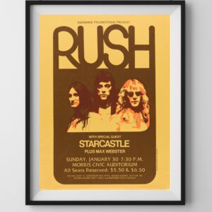 1977 Rush Prog Rock Indiana Concert Tour Poster