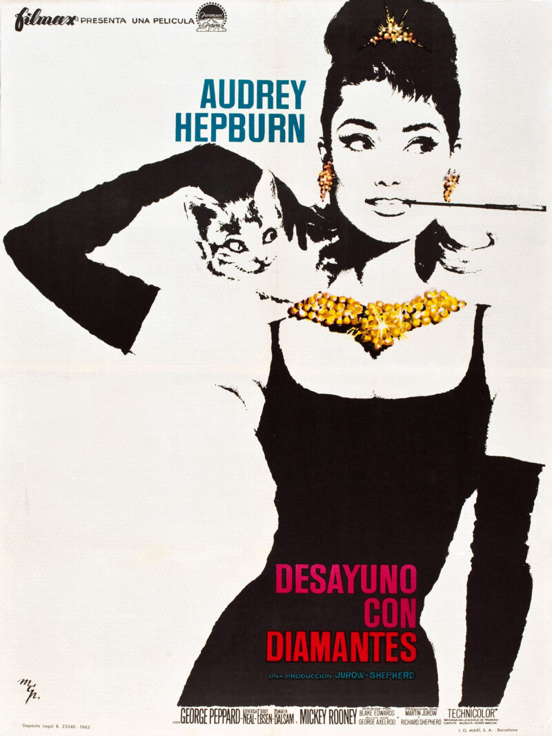 Breakfast at Tiffany's (1961) Audrey Hepburn Movie Poster Spanish Version - Image 3