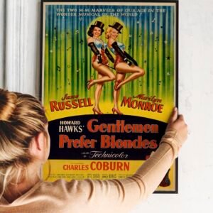 Gentlemen Prefer Blondes 1953 Iconic 1950s Comedy Film Poster, Vintage Hollywood