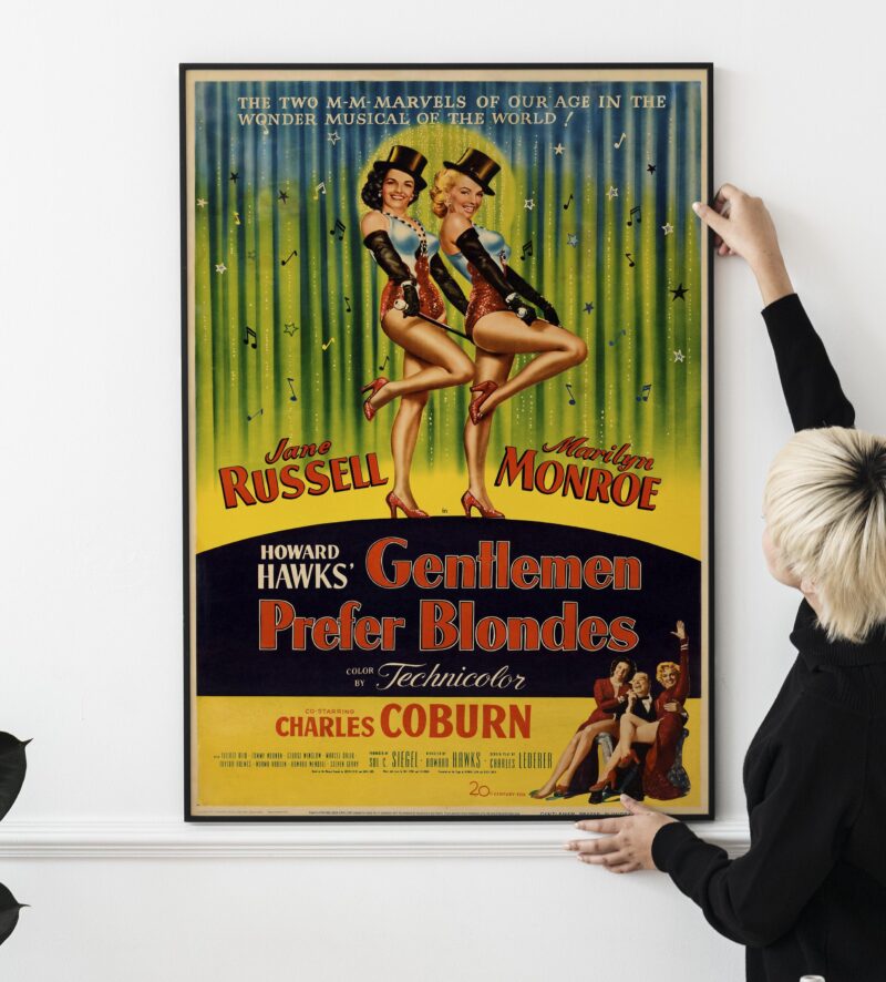 Gentlemen Prefer Blondes 1953 Iconic 1950s Comedy Film Poster, Vintage Hollywood