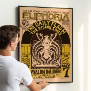 Vintage 1960s Avalon Ballroom Concert Poster – Big Brother, Taj Mahal, Ry Cooder "Euphoria"