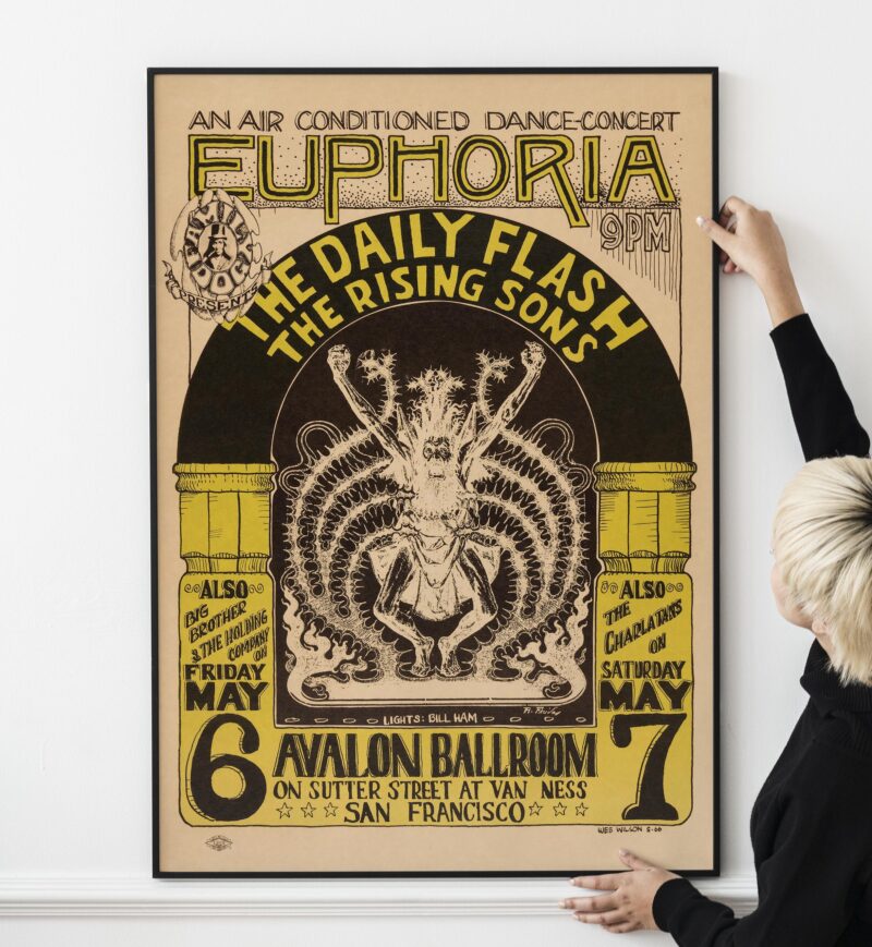 Vintage 1960s Avalon Ballroom Concert Poster – Big Brother, Taj Mahal, Ry Cooder "Euphoria"