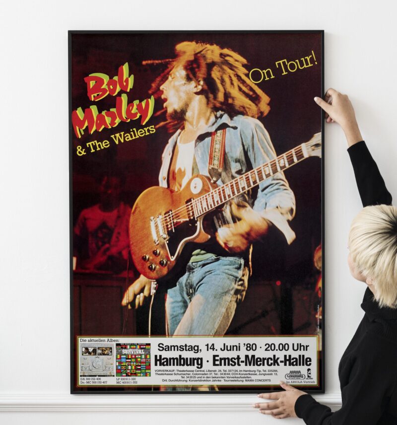 Bob Marley & The Wailers 1980 Tour Poster – Hamburg, Reggae, One Love Live Art