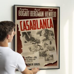 Casablanca 1942 Movie Poster – Vintage Humphrey Bogart & Ingrid Bergman Classic Film Art