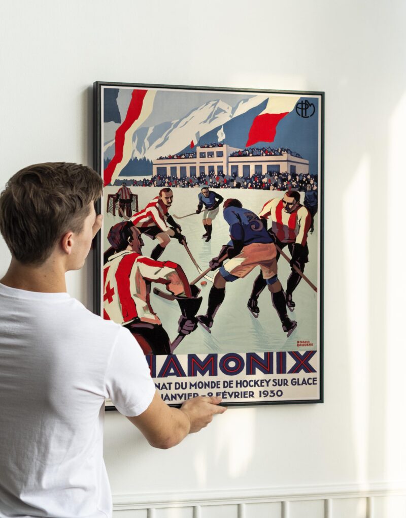 French Alps 1930 Travel Poster – Chamonix, Paris Lyon Méditerranée Railway, Vintage Ski Print
