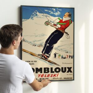 Combloux Ski Resort 1935 Poster – Vintage French Alps Travel, Paris Lyon Railway Art