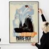 International Air Show Paris 1937 Poster – Aviation Exhibition, Vintage French Travel Art