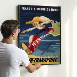 France Afrique du Nord 1940s Travel Poster – Vintage French Colonial Tourism, North Africa Railway, Retro Art Deco Print