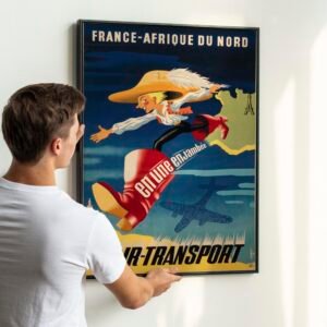 France Afrique du Nord 1940s Travel Poster – Vintage French Colonial Tourism, North Africa Railway, Retro Art Deco Print